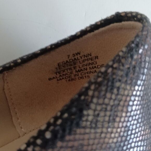 Easy Spirit Sz 7.5W Flats e360 Esadalynn Slip On Low Wedge Snake Dark Metallic - Picture 5 of 11